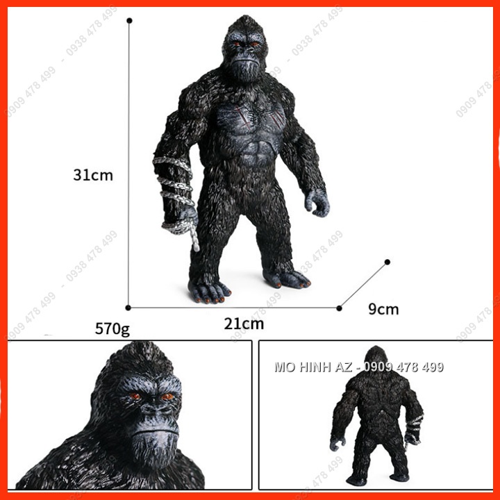 Mô Hình Khỉ Đột King Kong Size Lớn Tay Cầm Xích - Cao 30cm - 4696