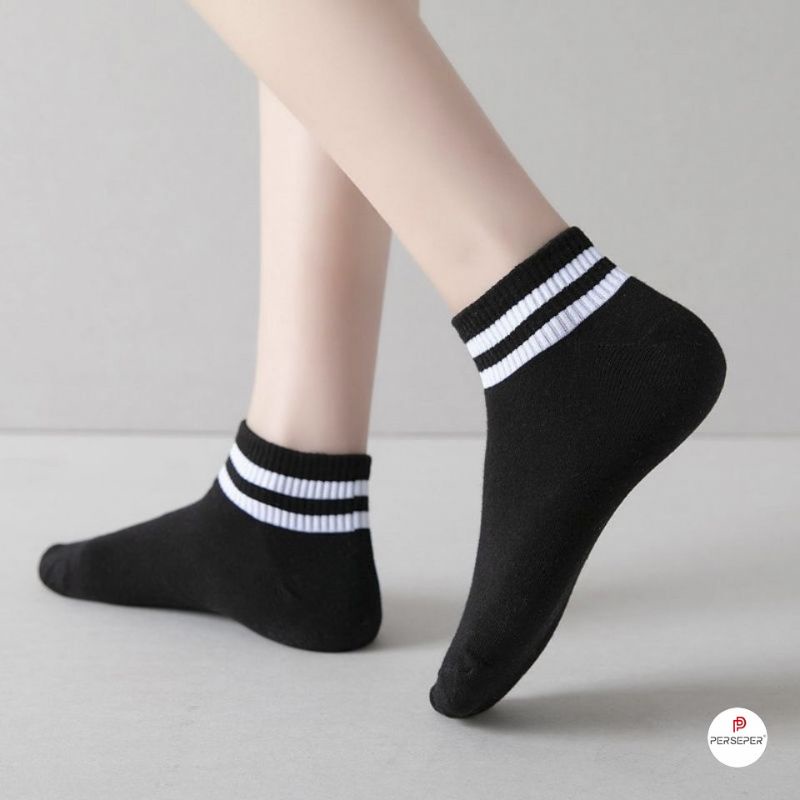 Bán sỉ 10 đôi tất cổ ngắn kẻ sọc Hàn Quốc
