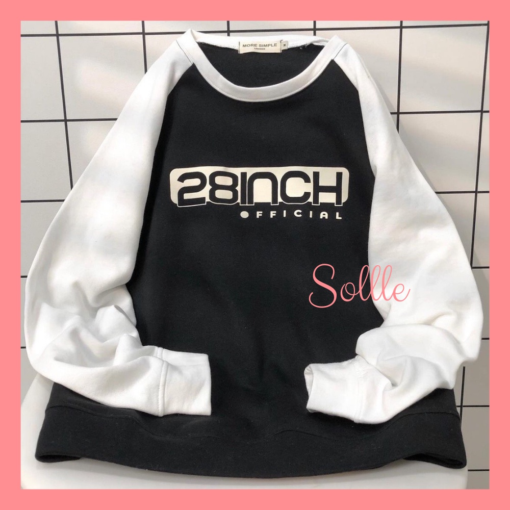 Áo nỉ bông sweater dáng rộng unisex lót lông dày dặn ấm áp mùa đông 28INCH Sollle ASW03