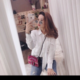 Áo sơ mi trắng chất đũi Thái form rộng