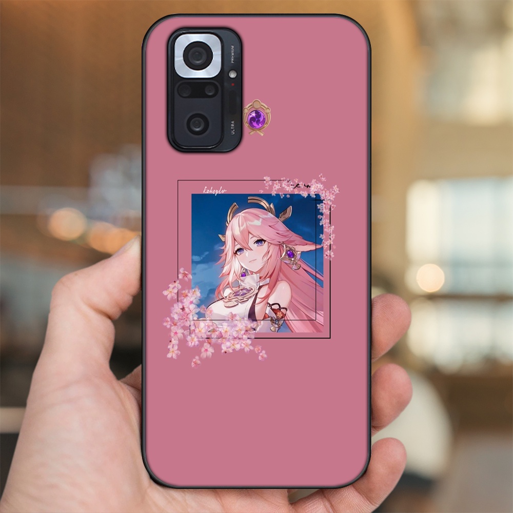 Ốp lưng Xiaomi Redmi Note 10 Pro viền đen in hình Yae Miko Genshin Impact
