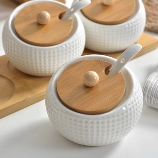 { CÓ SẴN } Set 3 hũ đựng gia vị gốm sứ