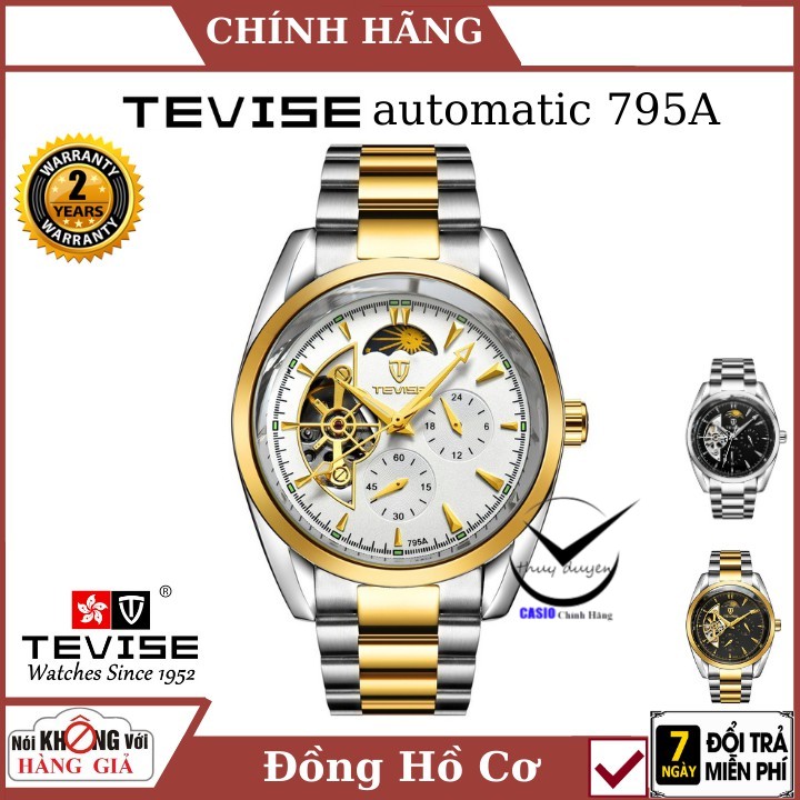 Đồng hồ nam TEVISE máy cơ 795A, dây không gỉ cao cấp, chống nước, chống xước, máy cơ cao cấp , chính xác