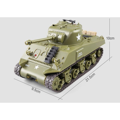Xe tăng điều khiển từ xa Heng Long M4A3 cỡ nhỏ tỉ lệ 1:30 đồ chơi mô hình xe tank shermen âm thanh nhả khói như thật
