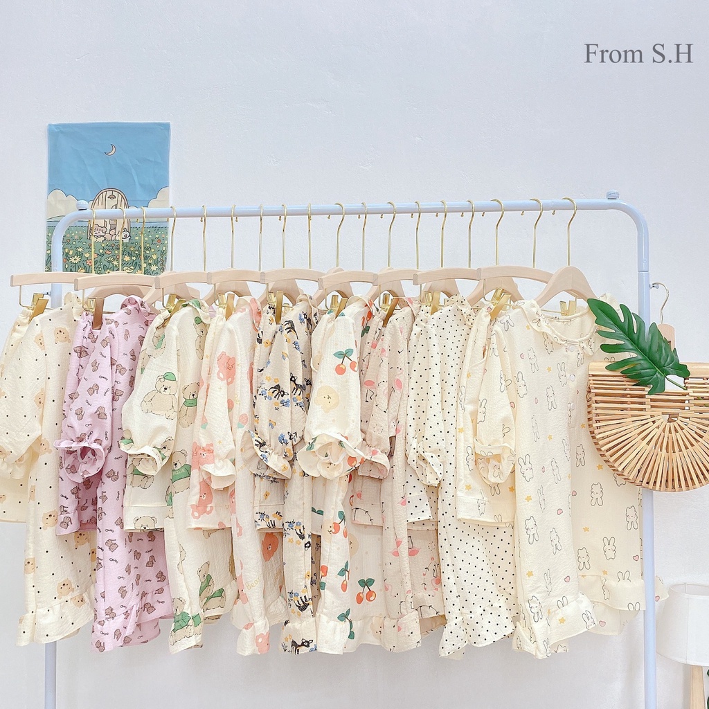 BỘ ĐỒ NGỦ MẶC NHÀ XỐP CỘC TAY HỌA TIẾT HOT ĐẸP 2021 | BigBuy360 - bigbuy360.vn