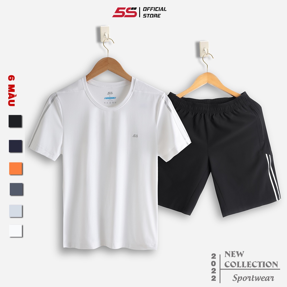 Bộ Quần Áo Thể Thao Nam 5S Cổ Tròn (6 màu), Chất Coolmax Siêu Nhẹ, Siêu Mát, Chống Nhăn (B22197)