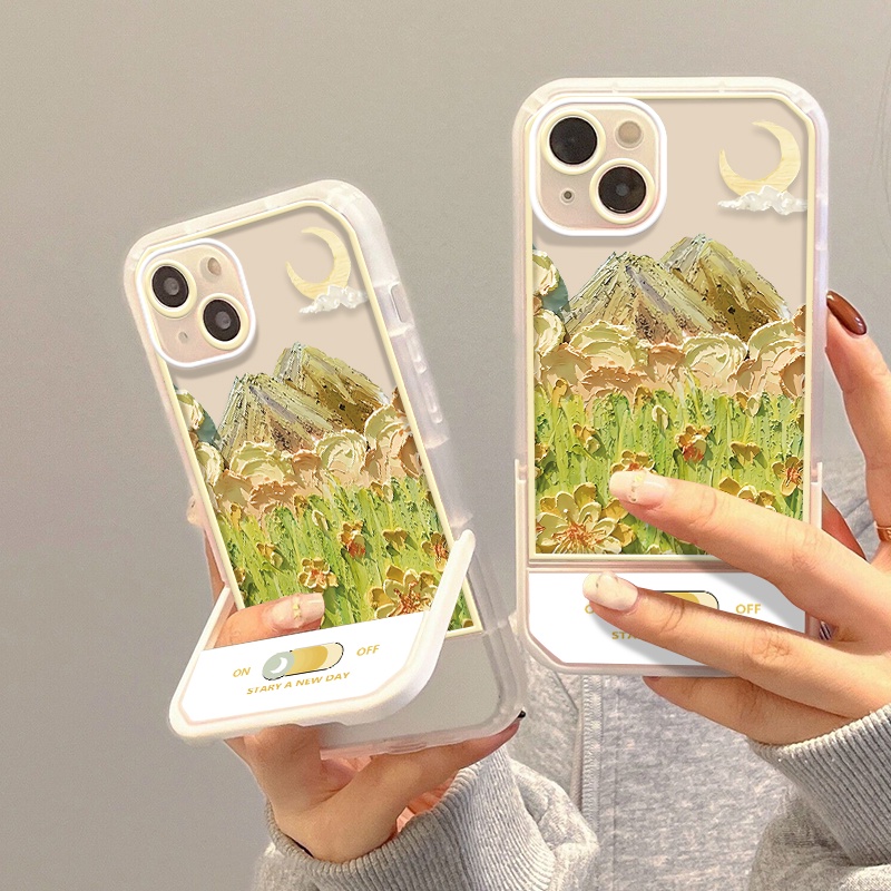 Ốp Điện Thoại TPU Silicone Mềm Trong Suốt Chống Sốc Có Giá Đỡ Cho Iphone 13 12 Pro MAX 8 Plus X 6 6S 11 7 Plus XR XS MAX Lưng