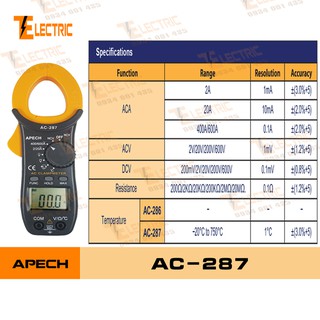 Ampe kìm dòng điện tử AC Apech AC-287