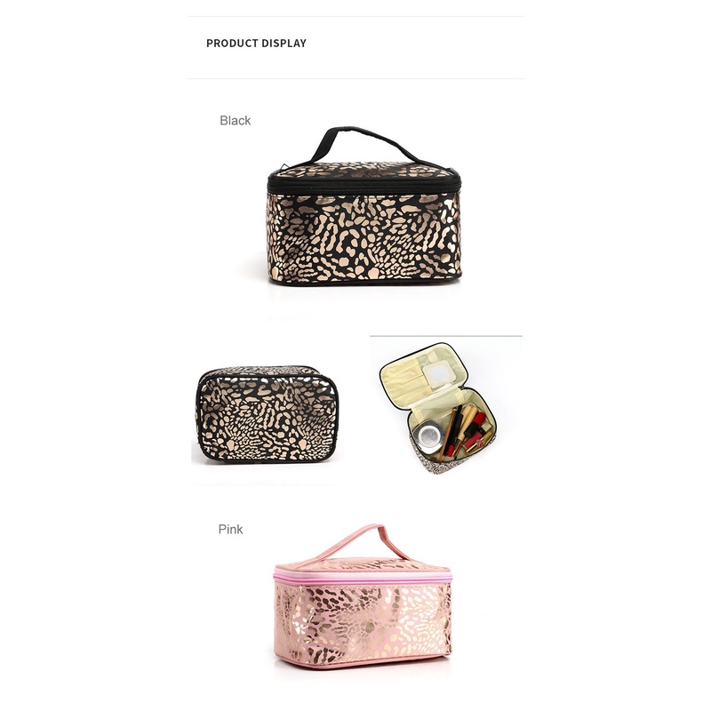 Túi Đựng Mỹ Phẩm Sức Chứa Lớn Họa Tiết Da Báo Phong Cách Âu Mỹ