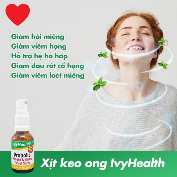 Chai Xịt Keo Ong Giảm Ho Cho Bé Ivy Healthy Propolis Manuka & Herbal Throat Spray 25ml của Úc | Thế Giới Skin Care