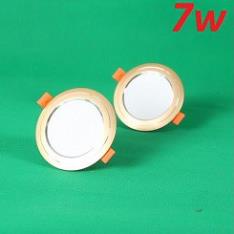 Bộ 2 Đèn Led âm trần đổi màu 7w vỏ vàng, đèn trang trí giá rẻ