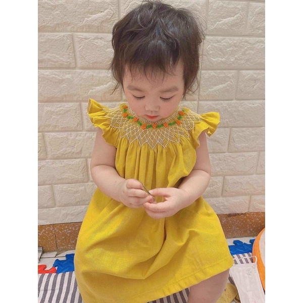 ĐẦM SMOCK ĐÔI MẸ VÀ BÉ CÁNH TIÊN VÀNG