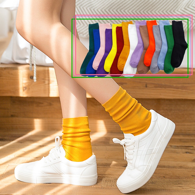 Vớ Cổ Cao Màu Sắc Kẹo Ngọt Phong Cách Hàn Quốc