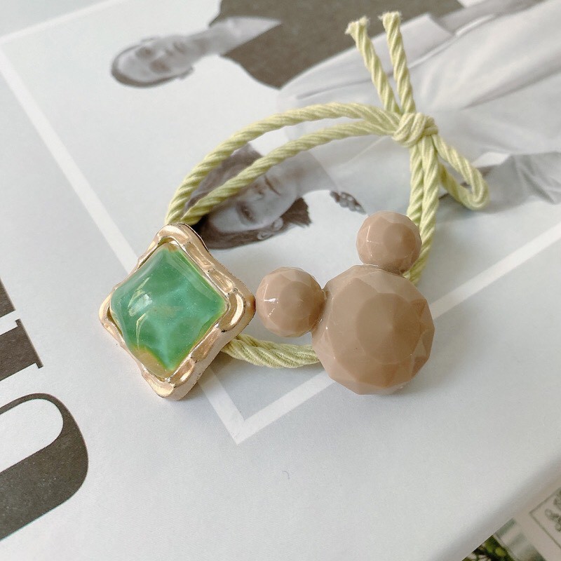 Dây buộc tóc dây chun cột tóc đính đá hình mickey phong cách Hàn Quốc