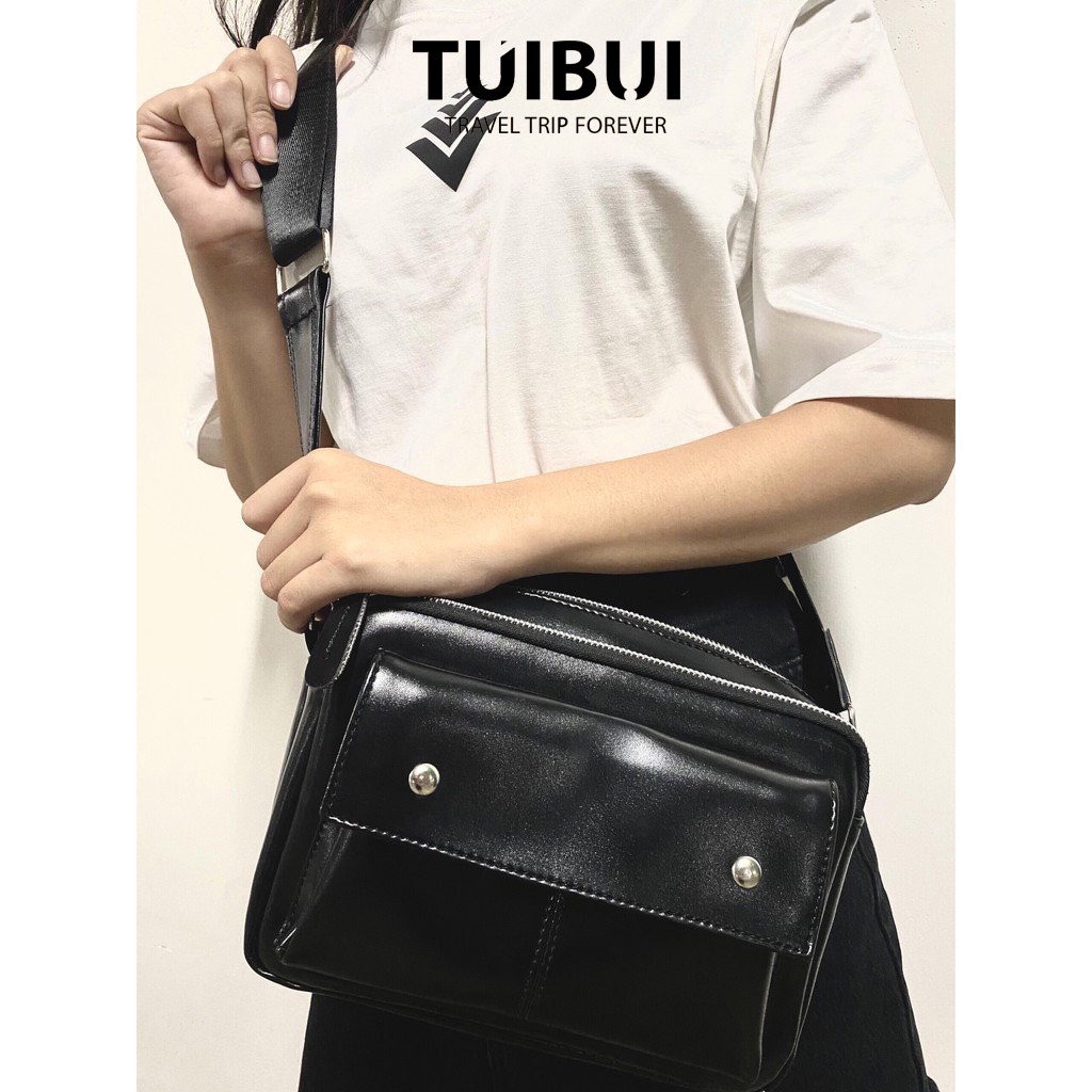 Túi da đeo chéo nam nữ unisex chất liệu da PU cao cấp, chống nước tuyệt đối, đựng sách vở A5
