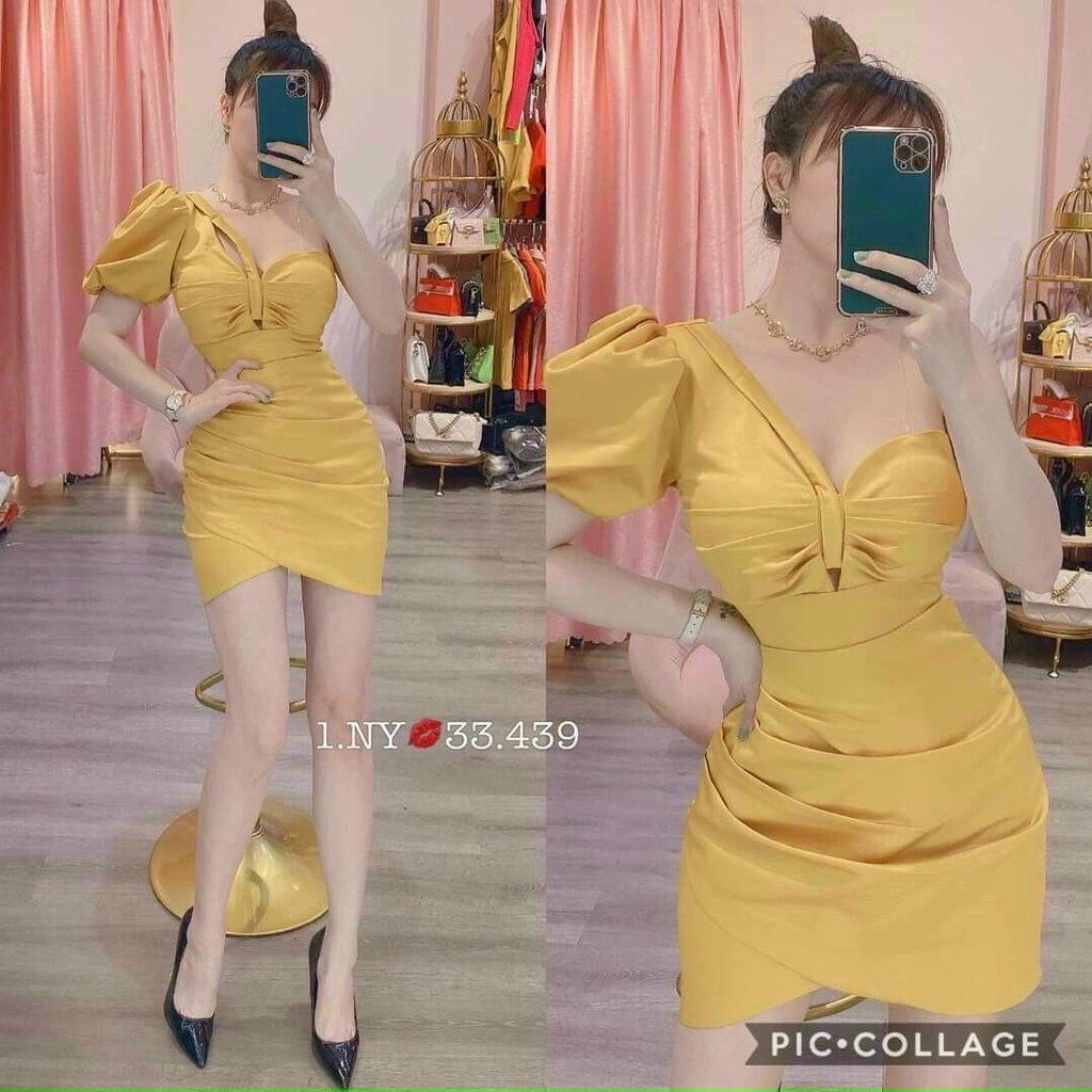 Váy đầm nữ body cúp ngực lệch vai (có mút) kiểu dáng trẻ trung sang chảnh