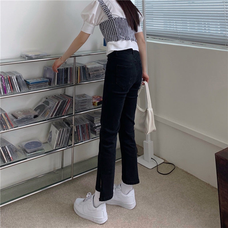  Xiaozhainv Quần Jean Nữ Dáng Dài Cạp Cao Ống Suông Xẻ Tà Cá Tính Phong Cách Hàn Quốc | BigBuy360 - bigbuy360.vn