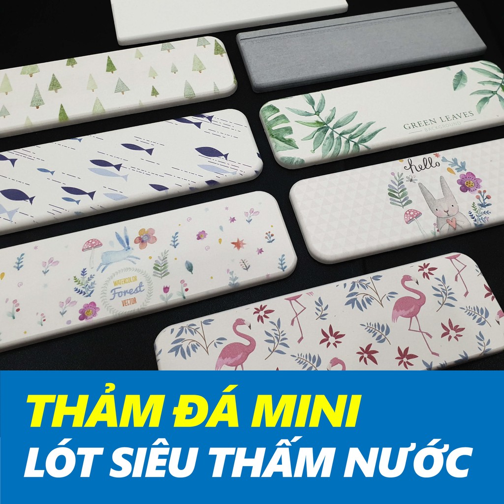 Thảm đá diatomite MINI Nhật Bản [FREESHIP, Nhiều mẫu] 22x7cm để xà bông, bàn chải, ly nước, rửa tay