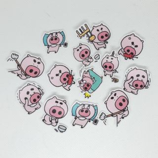 Sticker cán mờ heo hồng cute dán planner, scrapbook, sách vở,... size nhỏ 3-5cm