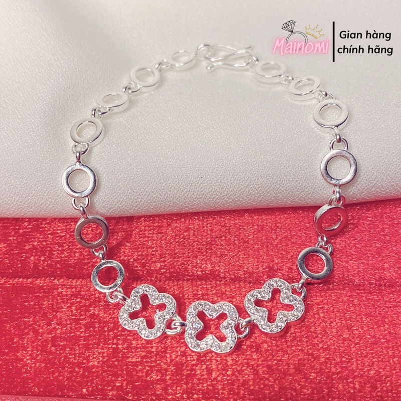 Lắc tay vòng tay nữ bạc ta cỏ 4 lá may mắn, nhẹ nhàng xinh xắn MAINOMI Shop bạc xinhh