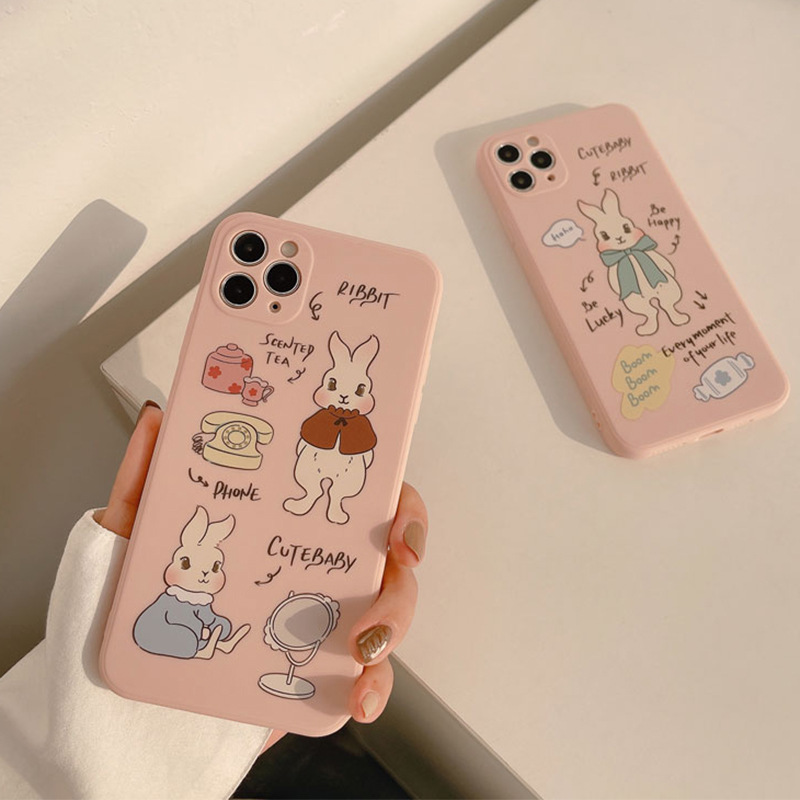 Ốp iphone  Ốp lưng Iphone 11 Ốp lưng iphone  Ốp lưng silicon Ốp iphone 12 pro max  Ốp iphone 12 mini Retro cartoon rabbit Silicone Phone Case For iPhone 11 Pro Max X Xr Xs Max 7 8 Plus Se 2020 12 pro max 12 mini