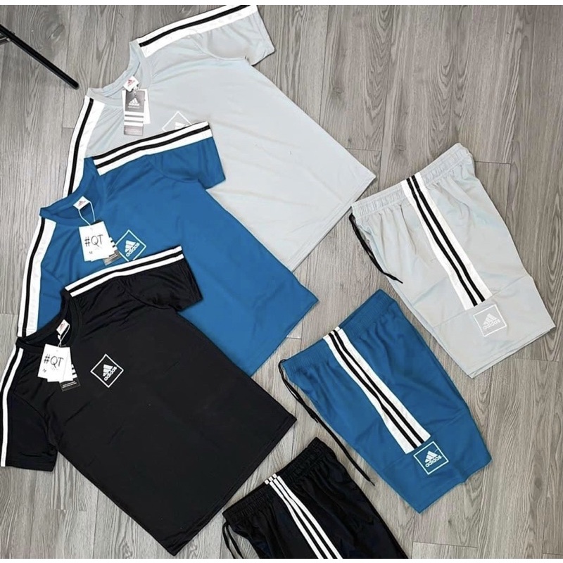Bộ thể thao cộc tay mùa hè có hoạ tiết logo, Bộ thể thao thời trang phong cách giới trẻ cotton btshop từ 45 đến 75 kg