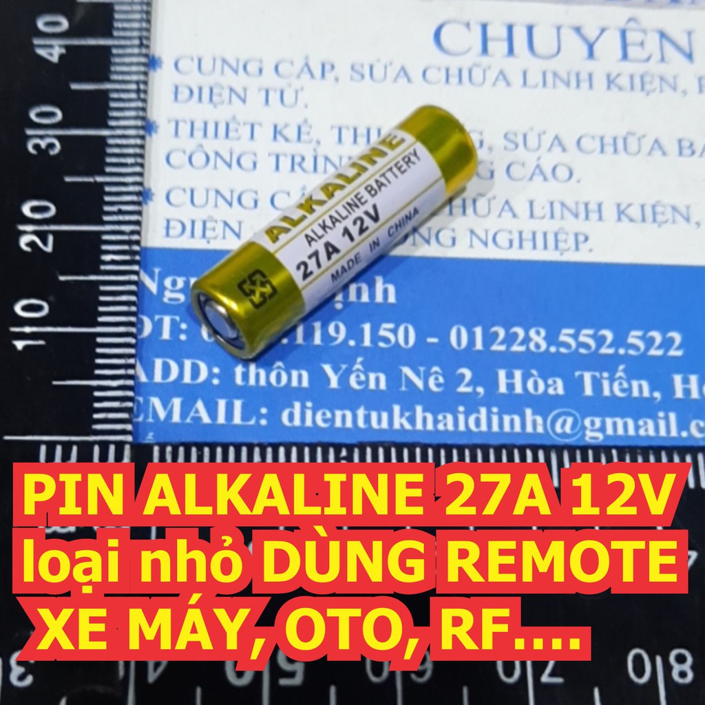 5 viên PIN ALKALINE 27A 12V loại nhỏ DÙNG REMOTE XE MÁY, OTO, RF…. kde7574