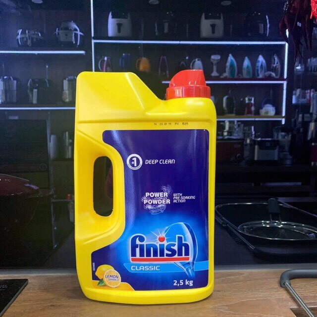 Bột rửa bát Finish Classic hương chanh thơm mát can 2.5kg