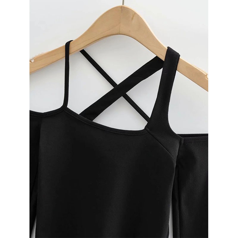 Áo Thun Nữ Tay Dài Hở Vai Ôm Dáng Phong Cách Hàn Quốc Mới