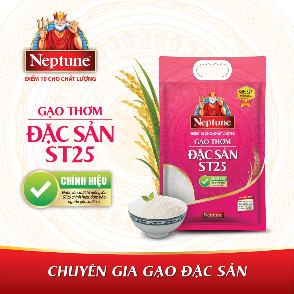 Gạo Thơm Đặc Sản Neptune ST25 5Kg/túi