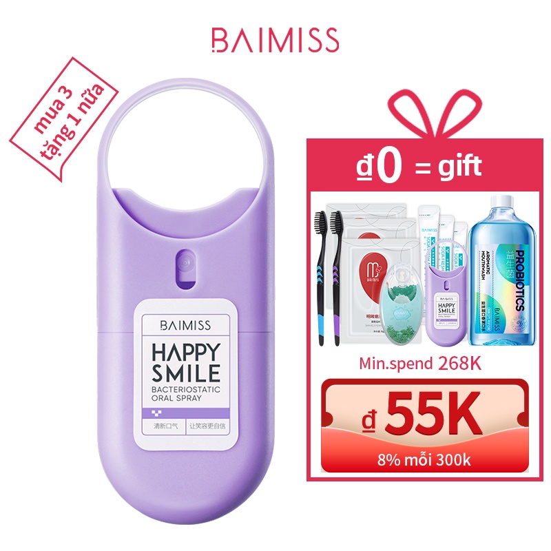 Chai xịt thơm miệng BAIMISS chống vi khuẩn 10ml