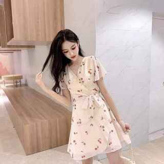 Đầm cherry voan lụa mịn
