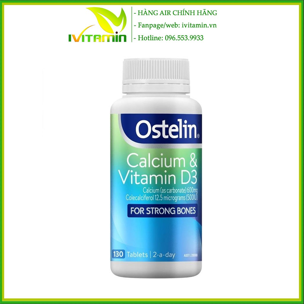 Canxi vitamin D3 cho bà bầu và người lớn Ostelin Úc 130 viên