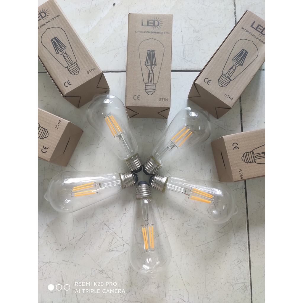 Bóng đèn led edison ST64 vỏ trắng 4W  đui E27 chỉnh dimmer