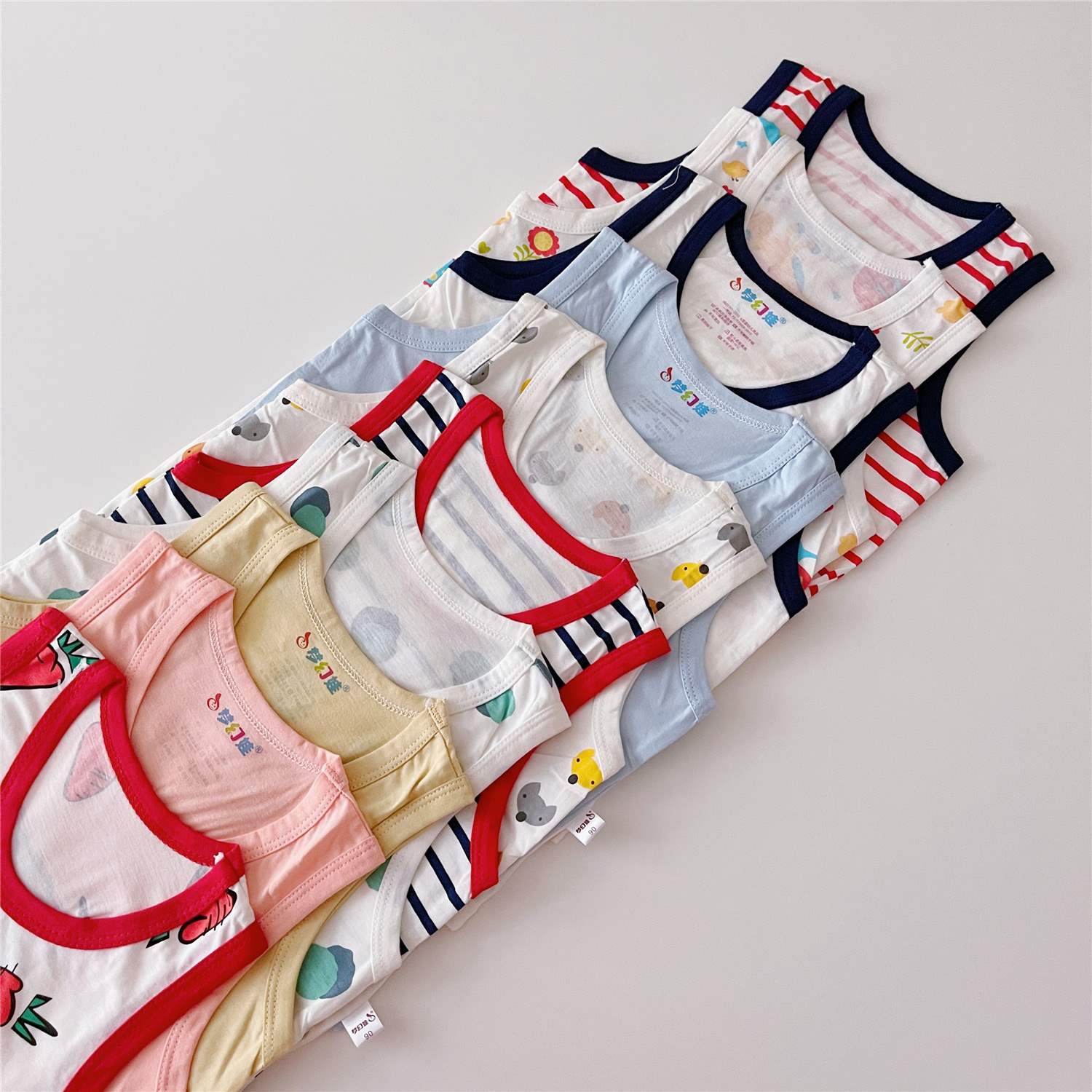 Girls' halter vests from stock❉Children's cotton vest new summer sleeveless vest thin Korean boys' and girls' treasure breathable cartoon suspender top