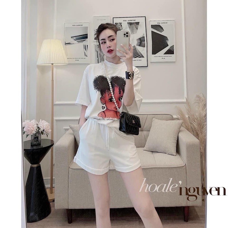 [Mã FAGREEN245 giảm 10% tối đa 30K đơn 99K] Set bộ cotton cô gái tóc xù