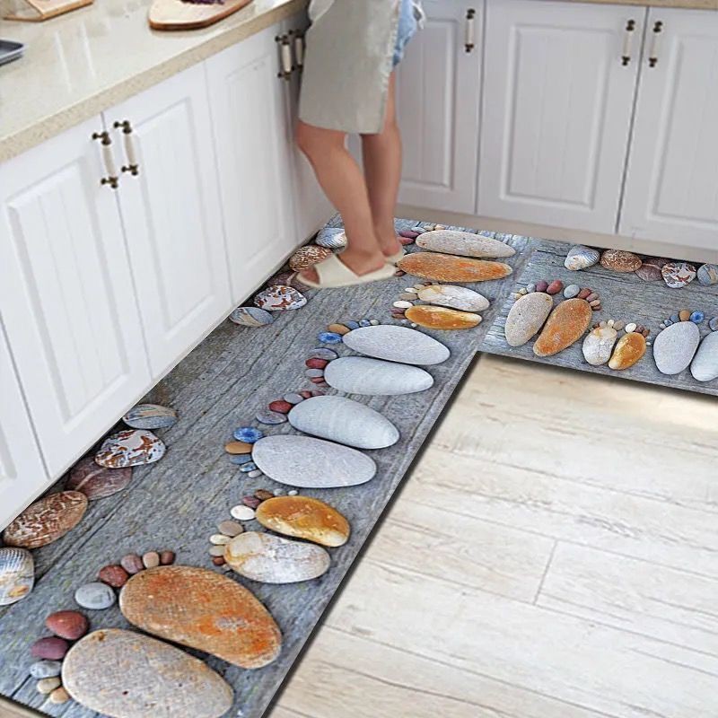 Pebble Design 2pcs/set Kitchen mat, bathroom carpet, door mat, Anti-Slip mat, rug（40x60cm+40x120cm