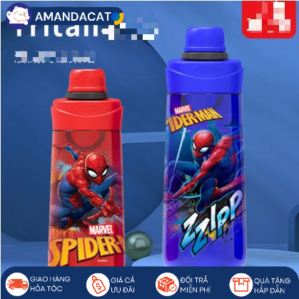 Bình nước Disney Marvel chống rơi Spiderman/Iron Man/Captain cho bé