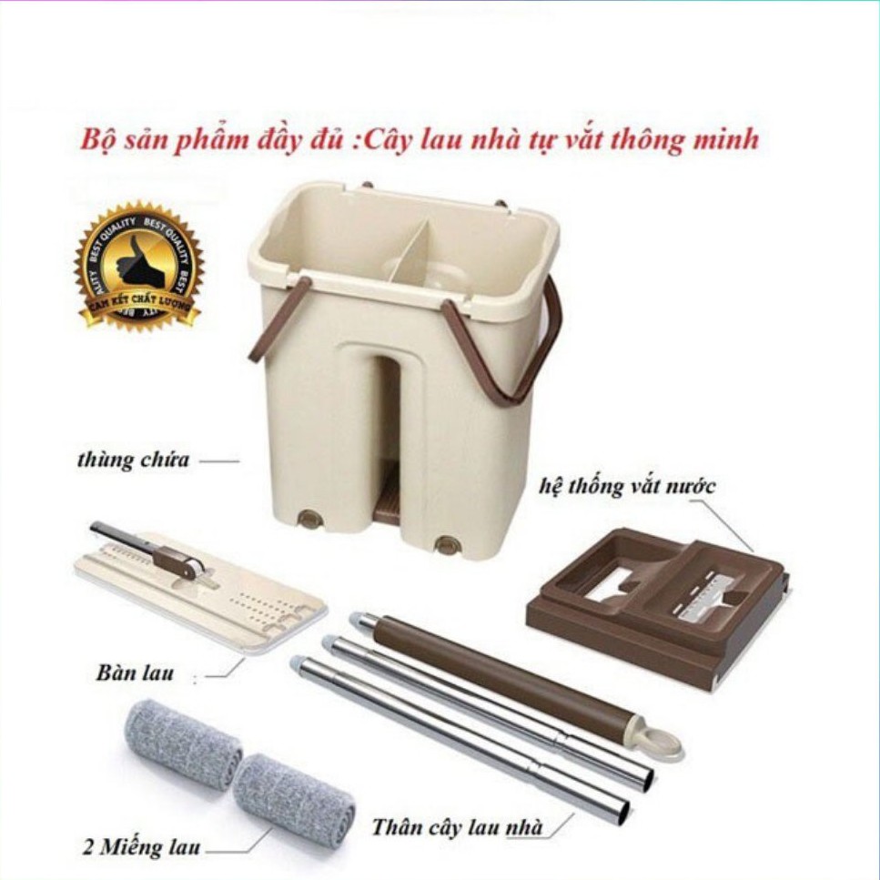 [SALE OFF] Bộ Cây Lau Nhà Tự Vắt 360 Độ Chính Hãng Tặng Kèm 2 Bông Lau