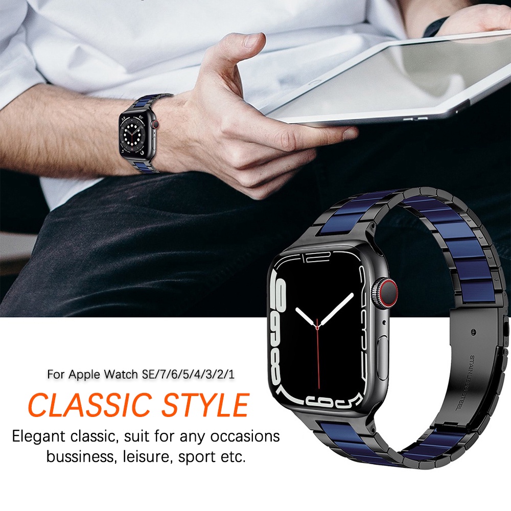 Ninki  Dây Đeo Inox Mỏng Nâng Cấp Cho iWatch 8/7/SE/6/5/4/3/2/1 41mm 45mm 38mm 40mm 42mm 44mm