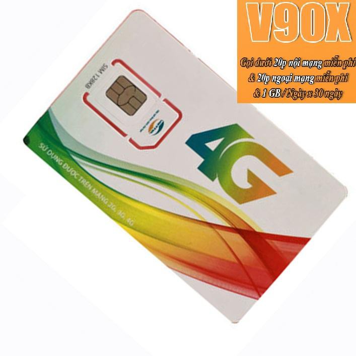 SIM 4G V90x nhận ngay  30GB  DATA KHỦNG V90X SỬ DỤNG TOÀN QUỐC GÓI CƯỚC DATA KÈM NGHE GỌI