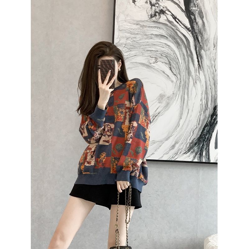 Áo sweater dệt kim phối nhung dày phong cách thời trang thu đông cho nữ 2021