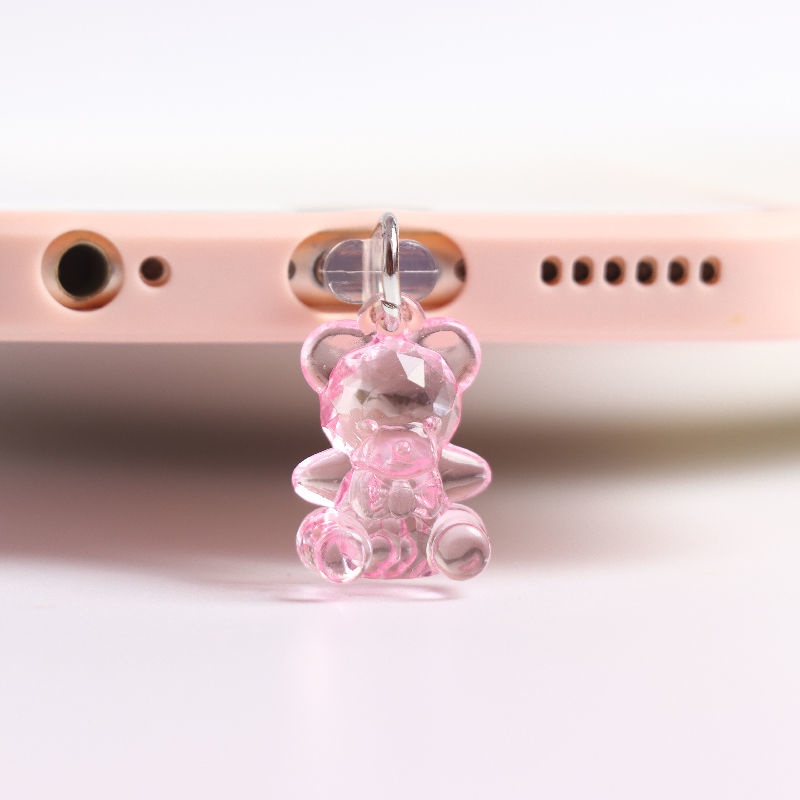 Nút Bịt Cổng Sạc Chống Bụi Bằng Acrylic Hình Gấu Dễ Thương Cho Điện Thoại