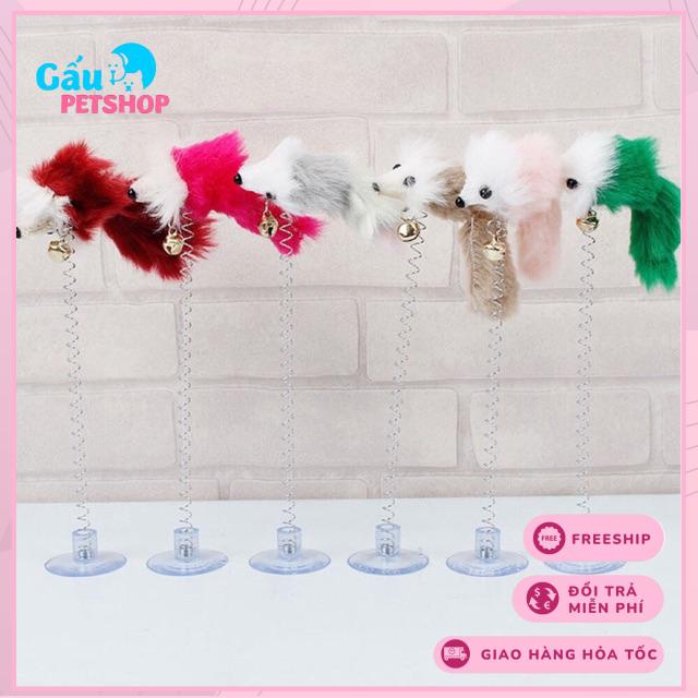 Đồ chơi chuột lò xo dính sàn cho mèo