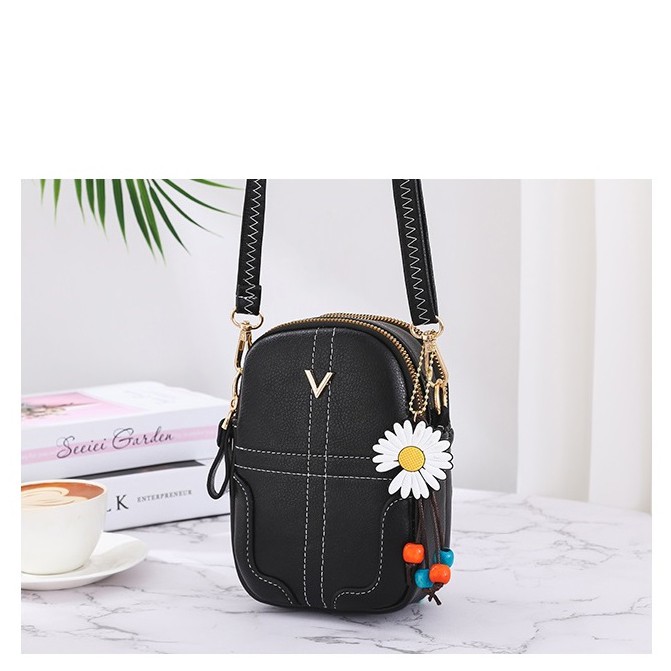 Túi Đeo Chéo Mini Đựng Điện Thoại Thời Trang Da Mềm T26V Màu Đen