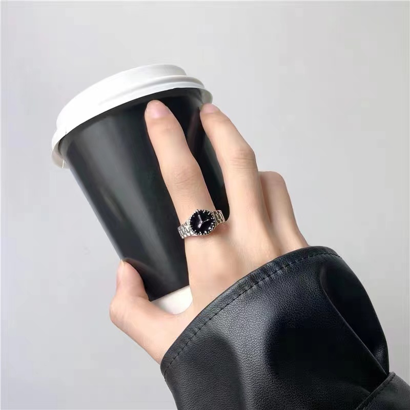 Nhẫn Hình Đồng Hồ Thiết Kế Đơn Giản Phong Cách Nhật Hàn