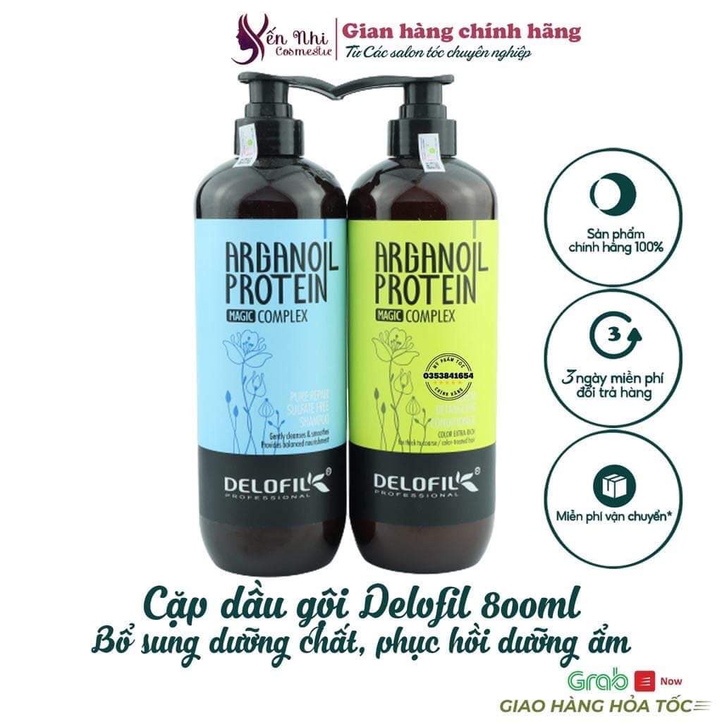 CẶP GỘI XẢ DƯỠNG ẨM PHỤC HỒI Delofil Arganoil Protein 800ml *2 | BigBuy360 - bigbuy360.vn