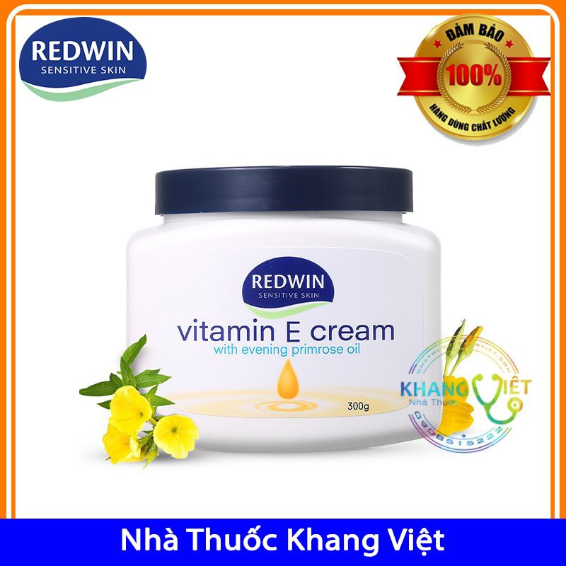 Kem dưỡng da vitamin E Úc(300g) và tinh dầu hoa anh thảo giúp da mềm mịn, sáng bóng, căng mịn cho mọi lứa tuổi Redwin,