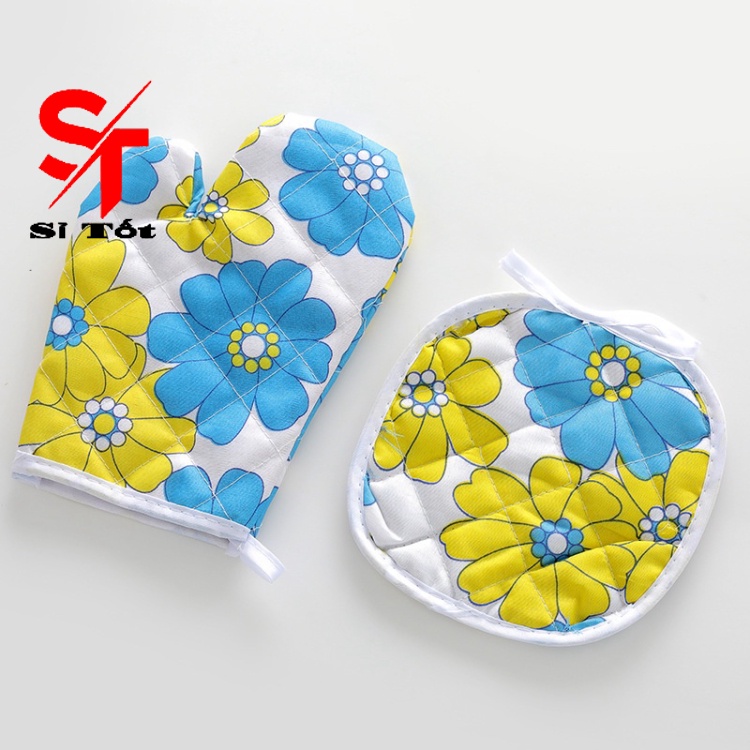 Set 2 Găng Tay Nhấc Nồi Bắc Bếp Cách Nhiệt Tiện Lợi