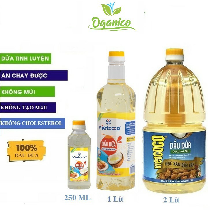 Dầu dừa Vietcoco nấu ăn tinh luyện nguyên chất - Cooking Oil Coconut Vietcoco [ DDTLV ]